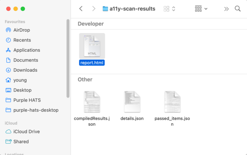 Fig 7: Screenshot showing the location of the report.html file.